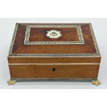 Good quality Indian Vizagapatam sarcophagus games box, the lid and counters decorated a crest of a