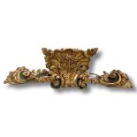 Large Italian 18th century gilt and polychrome carved wood pediment from a German private