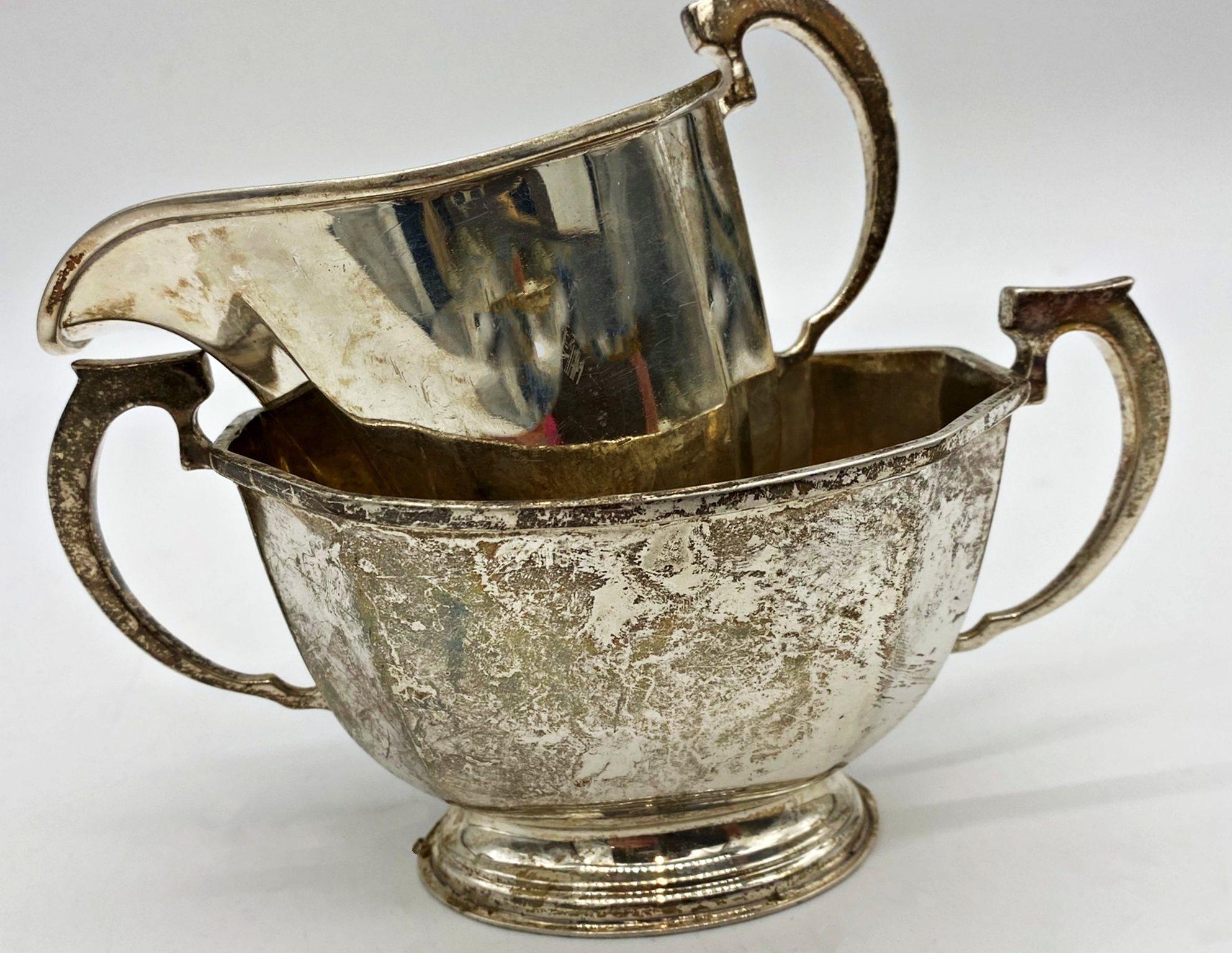 1930s silver milk jug and sugar bowl, maker marks worn, Birmingham 1938, 12oz approx - Image 2 of 2