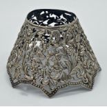 Edwardian silver light shade, eccentrically pierced with cherubs, animals, masks etc, maker