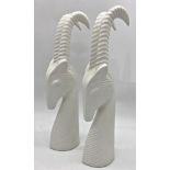 Pair of Jonathan Adler bisque pottery models of stags, each 48cm high (2)