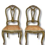 Pair of 19th century Italian painted side chairs with cane seats