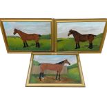 H* Armstrong (early 20th century) - three early 20th century studies of horses, oil on canvas,