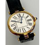 Cartier Vermeil (gold on silver) Dress Watch 094986, 30mm case, jewelled crown, with silver dial