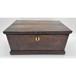 Good 18th century elm candle box, hinged lid, fitted interior, 18cm high x 39cm wide