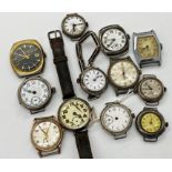 Twelve vintage watches to include early silver examples