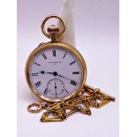 19th century John Walker of London 18ct pocket watch, reference 14011, 46mm case, enamel dial, roman