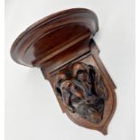Exceptional quality 19th century Black Forest wall bracket with well carved hound head, probably a