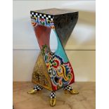Tom Hoffman for Toms Drag - side table, fiberglass and Marmorin, hand painted on four golden
