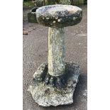 Unusual antique and later bird bath, with natural and reconstituted stone pieces, 80cm high