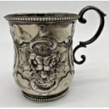 Victorian silver christening just, chased with floral bouquets, maker Henry Wilkinson & co,