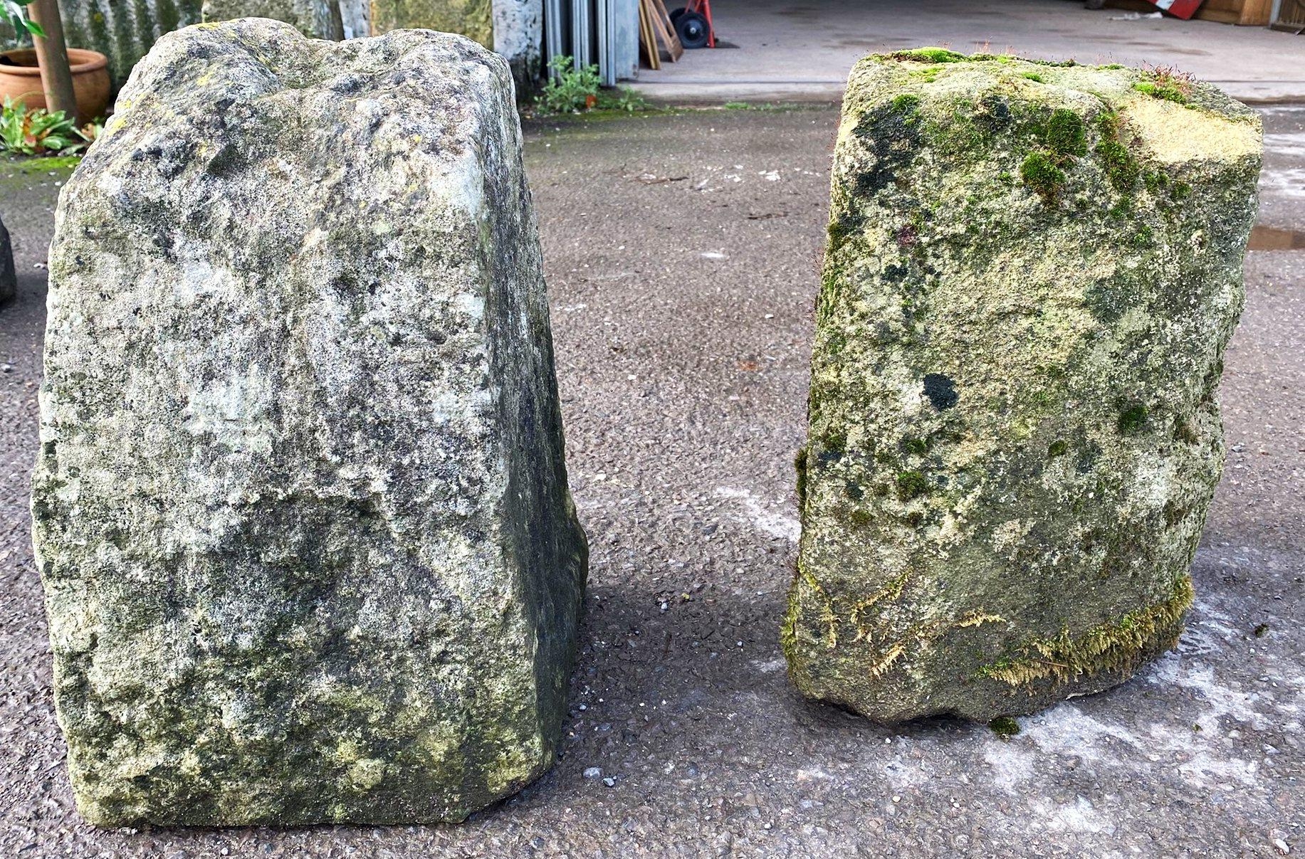 Pair of staddle stone bases, 47cm high