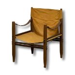 1960s Canvas and leather strapped safari chair be Franco Legler for Zanotta, 77cm high x 56 wide