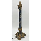 Incredible 19th century converted table lamp, with ebonised column inlaid with mother of pearl and