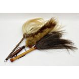 A novelty duster made from a fox's tail with nickel plated collar inscribed "Gibson Gorse,