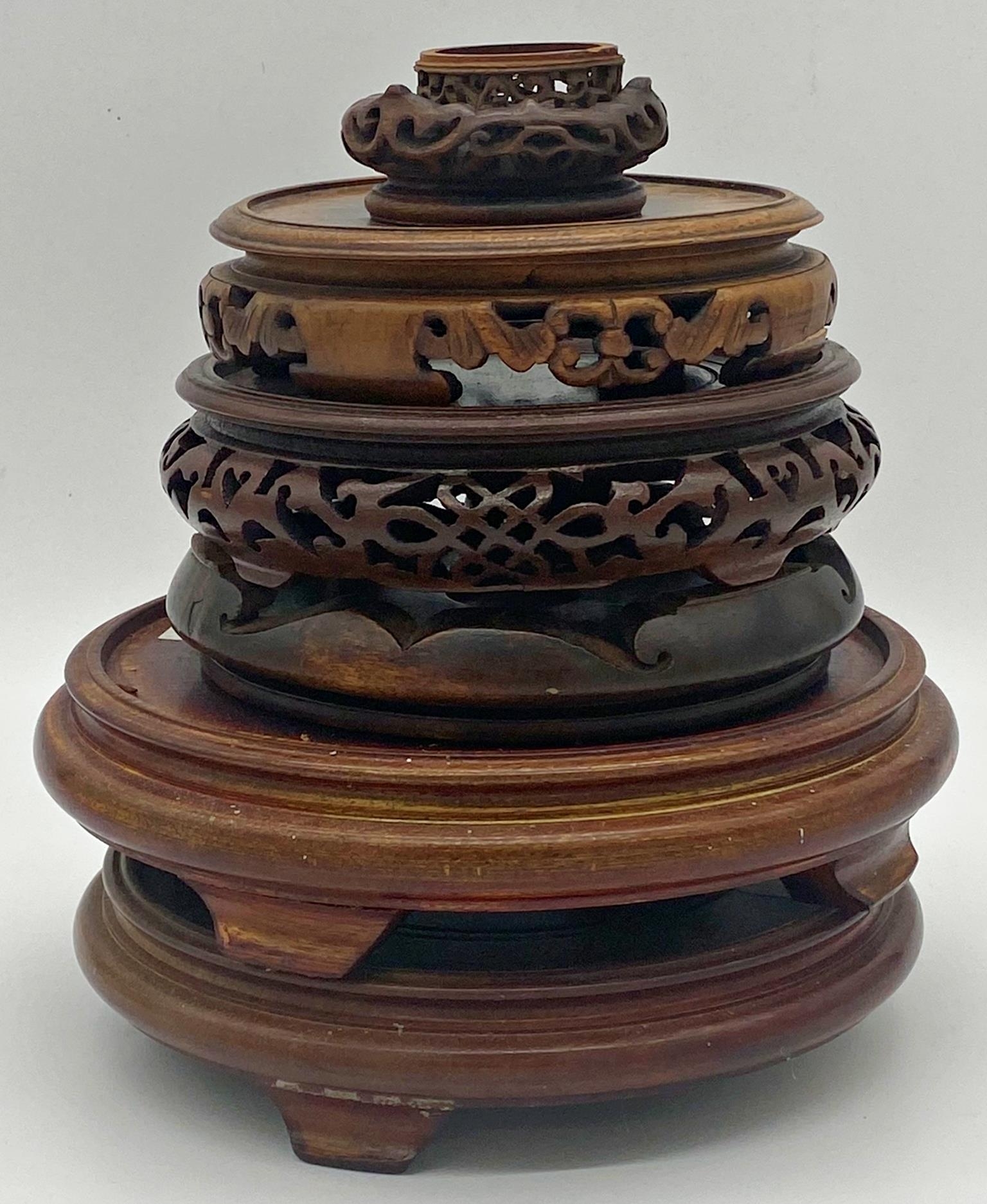 Seven Chinese hardwood pot stands