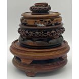 Seven Chinese hardwood pot stands