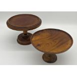 Two treen tazzas, one with inlaid parquetry rim, the largest 25cm diameter x 19cm high (2)