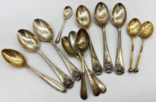 Twelve various silver tea, coffee or small spoons, 5oz approx