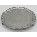 Early 20th century silver salver on scrolled feet, maker William Hutton & Sons, Sheffield 1914, 26cm