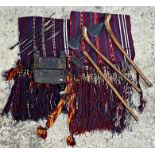Mixed Bedouin lot to include - two Jamjim flatweave weapon pouches 48cms wide,