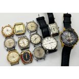 Twelve vintage watches to include Oris, Medana and Armani