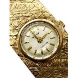 Vintage 9ct ladies Rolex Precision cocktail watch, 11mm case, champagne dial, gilt baton markers,