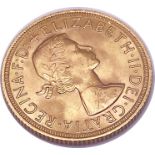 A gold sovereign dated 1959. Weight 7.9 grams approx.