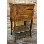 French kingwood night stand, with raisable screen, fitted three small drawers, cabriole legs and