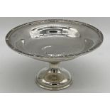 Good quality 1920s cast silver tazza or pedestal dish, with Celtic rim, maker marks worn, Birmingham