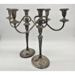 Good pair of Regency silver plated twin branch candelabra, 40cm high
