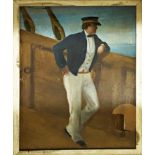 19th century American school - naïve portrait of an American Midship man, gouache on board, 31 x