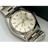 Gents Rolex Oysterdate Precision stainless steel wristwatch, 34mm case, date aperture at number 3,