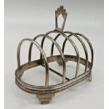 Good Art Deco silver four divisional toast rack, maker marks worn, Birmingham 1938, 11cm long, 4oz