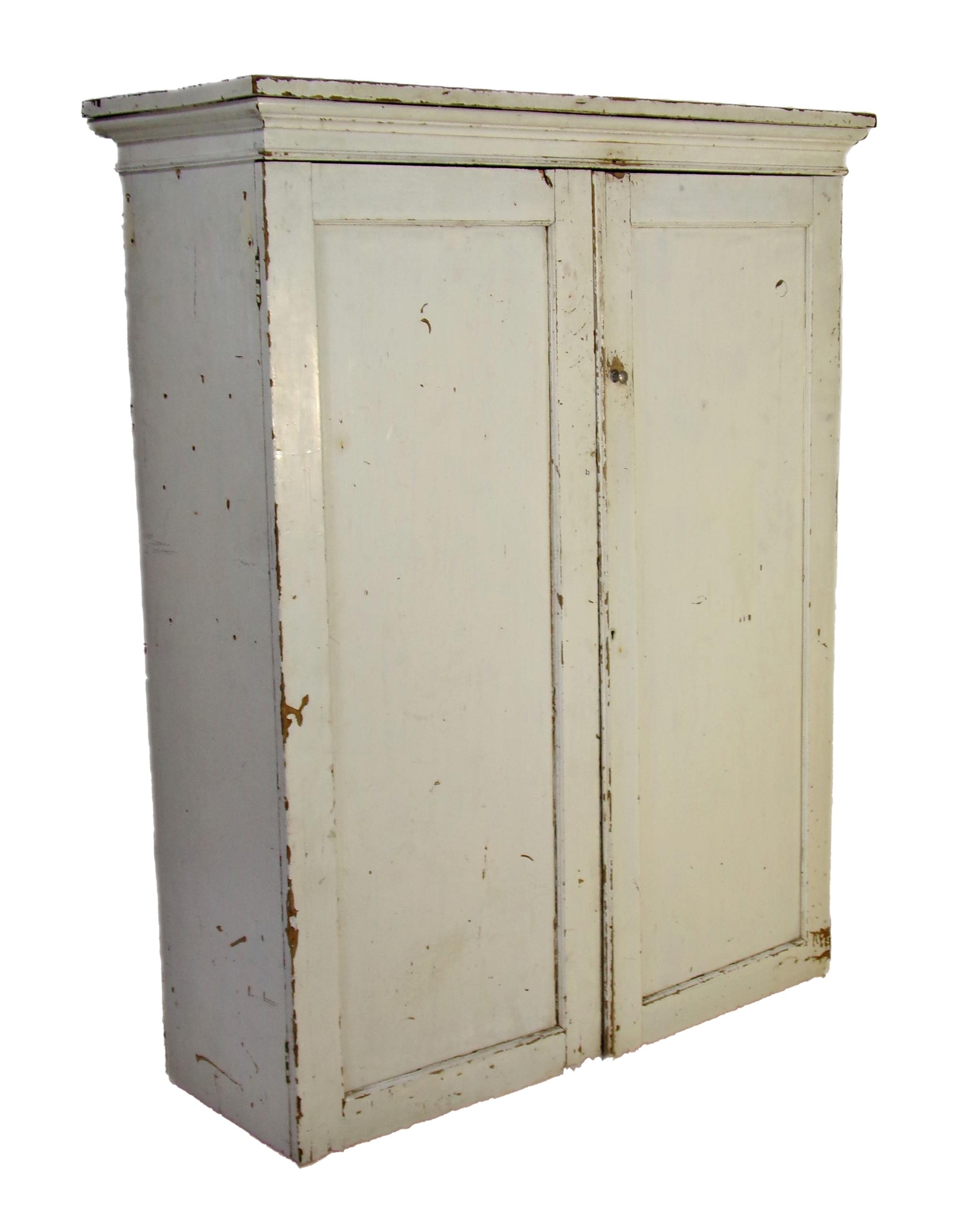 Victorian pine painted pigeon hole cupboard, twin doors enclosing a segmented interior, 130cm high x