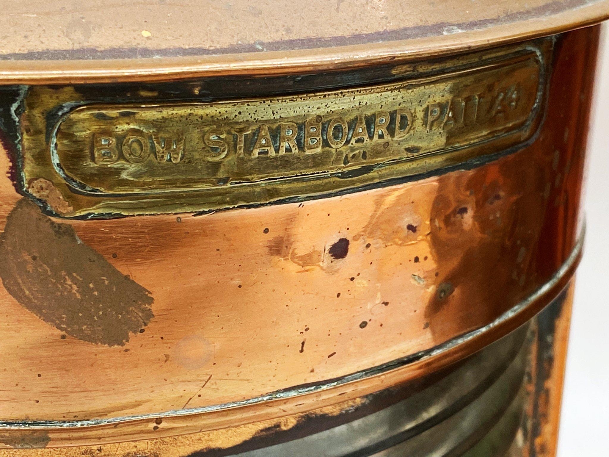 Good quality pair of copper ships lanterns, Alderson & Gyde Ltd, inscribed Bow port and starboard - Image 2 of 2