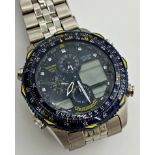 Gents Citizen Blue Angels Wristwatch 890050, head measures 42mm not including push buttons or crown,