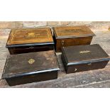 Four antique Swiss music boxes all in need of attention (4)