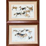 20th century school - pair of impressionist studies of hounds, indistinctly signed, works on