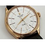 Gents Rolex 18ct Rose Gold Cellini Automatic Wristwatch, head measures 39mm not including crown,