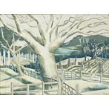 Paul Nash (1889-1946) - 'A Sussex Landscape', colour print, 39 x 53cm, framed