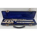 American cased silver plated flute by Blessing