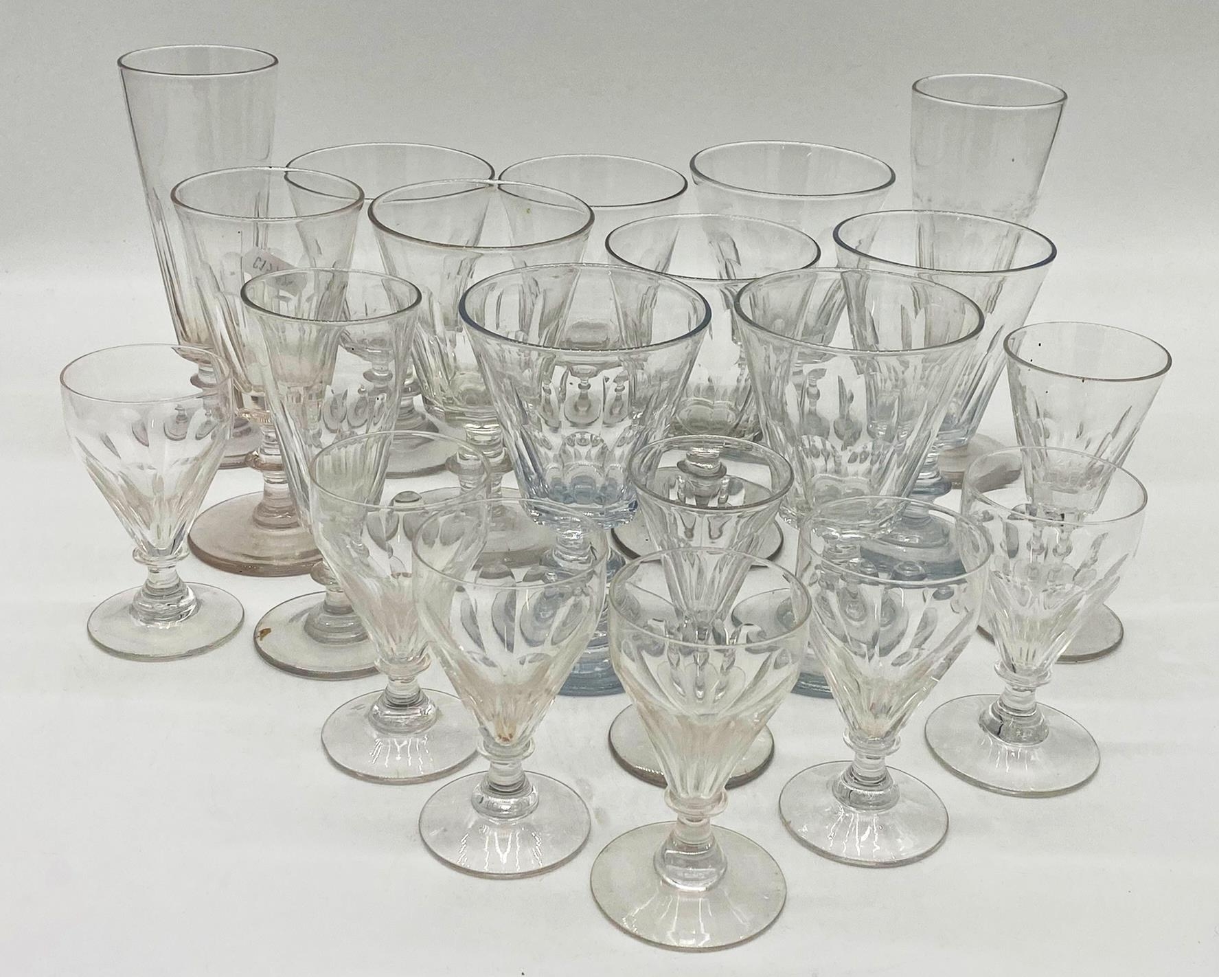 A harlequin collection of Georgian and later faceted drinking glasses