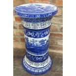 Copeland Spode blue tower pattern, blue and white jardiniere stand, 59cm high (af)