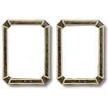 Pair of Maitland Smith Tessellated Stone Mirrors inlayed with Dark Emperador marble & brass, 86 x 64