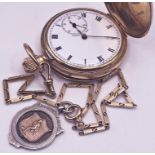 Vintage 9ct hunter pocket watch, 49mm Dennison case, enamel dial with roman numerals, subsidiary