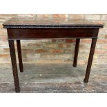 19th century Chippendale style folding work table, the hinged top with flamed mahogany interior on