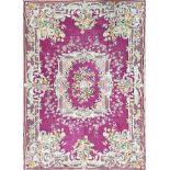 Good quality Country House Cruel work carpet, with floral bouquets on a pink ground, 270 x 185cm
