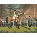 Robin Wheeldon (b.1945) - 'Arkle' with jockey up and Anne Grosvenor, Duchess of Westminster,