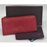 Mulberry red leather purse in original box